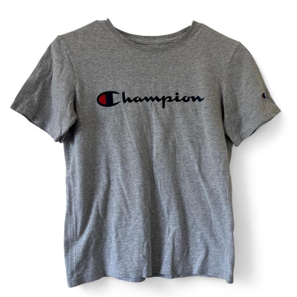 Youth Large Unisex Athletic Short Sleeve Shirt Light Gray Champion Sportswear